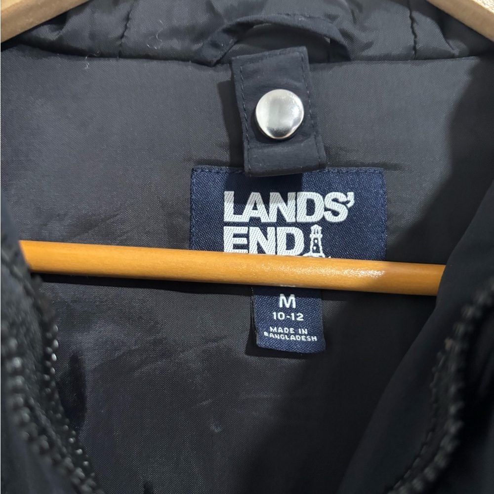 Lands’ End Kids Black Insulated Winter Parka Coat | Hooded | Size M 10–12 - Picture 2 of 13
